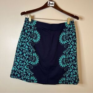 Talbots Navy Blue Teal Floral Skort Women's LP great preworn condition